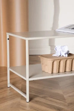 Venture Home Couchtisch »Staal, Beistelltisch mit Regalboden in Beige, 102 × 43 cm« Ablagetisch, Stahl pulverbeschichtet, mit Regal, schlank, modern