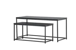 Venture Home Couchtisch »Staal, 2-tlg Couchtisch-Set 100 × 43 cm in Schwarz, kombinierbar« Set, 2 Stk. tlg. Sofatisch-Set, MDF, Stahlbeine, schwarz, rechteckig, flexibel