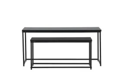 Venture Home Couchtisch »Staal, 2-tlg Couchtisch-Set 100 × 43 cm in Schwarz, kombinierbar« Set, 2 Stk. tlg. Sofatisch-Set, MDF, Stahlbeine, schwarz, rechteckig, flexibel