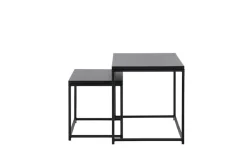 Venture Home Couchtisch »Staal, 2-tlg Couchtisch-Set 100 × 43 cm in Schwarz, kombinierbar« Set, 2 Stk. tlg. Sofatisch-Set, MDF, Stahlbeine, schwarz, rechteckig, flexibel