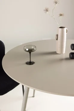 Venture Home Esstisch »Plaza, runder Esstisch in einladendem Beige, einheitlich, Ø 120 cm« Esszimmertisch, MDF, Stahlbeine, rund, harmonisch, einladend