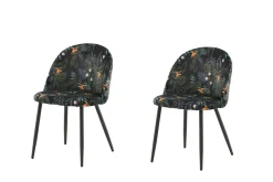 Venture Home Esszimmerstuhl »Velvet, 2er-Set Esszimmerstühle mit Blumenmuster in Schwarz, 150 kg« () 2 Stk.Polsterstuhl, weicher Bezug, Stahlbeine naturholz, weich, einladend