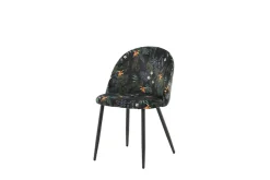 Venture Home Esszimmerstuhl »Velvet, 2er-Set Esszimmerstühle mit Blumenmuster in Schwarz, 150 kg« () 2 Stk.Polsterstuhl, weicher Bezug, Stahlbeine naturholz, weich, einladend