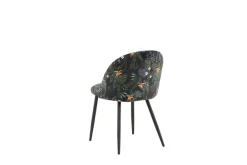 Venture Home Esszimmerstuhl »Velvet, 2er-Set Esszimmerstühle mit Blumenmuster in Schwarz, 150 kg« () 2 Stk.Polsterstuhl, weicher Bezug, Stahlbeine naturholz, weich, einladend