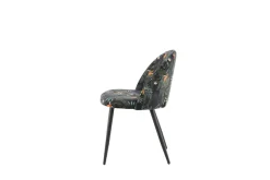 Venture Home Esszimmerstuhl »Velvet, 2er-Set Esszimmerstühle mit Blumenmuster in Schwarz, 150 kg« () 2 Stk.Polsterstuhl, weicher Bezug, Stahlbeine naturholz, weich, einladend
