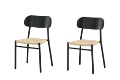 Venture Home Esszimmerstuhl »Polly, 2er-Set Esszimmerstühle in Schwarz mit hellem Sitz, 120 kg« () Polsterstuhl, helle Naturfaser, schwarze Stahlbeine, schlank, modern