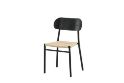 Venture Home Esszimmerstuhl »Polly, 2er-Set Esszimmerstühle in Schwarz mit hellem Sitz, 120 kg« () Polsterstuhl, helle Naturfaser, schwarze Stahlbeine, schlank, modern