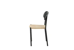 Venture Home Esszimmerstuhl »Polly, 2er-Set Esszimmerstühle in Schwarz mit hellem Sitz, 120 kg« () Polsterstuhl, helle Naturfaser, schwarze Stahlbeine, schlank, modern