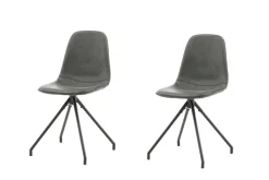 Venture Home Esszimmerstuhl »Polar, 2er-Set drehbare Esszimmerstühle in Schwarz-PU, mit Steppung« () 2 Stk.Drehstuhl, Lederlook, Metallbeine, Ziernähte, edel