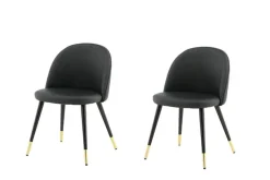 Venture Home Esszimmerstuhl »Velvet Stitches, 2er-Set Esszimmerstühle in Schwarz-PU, 150 kg« () 2 Stk.Polsterstuhl, Lederlook, schwarze Metallbeine, abgerundet, edel