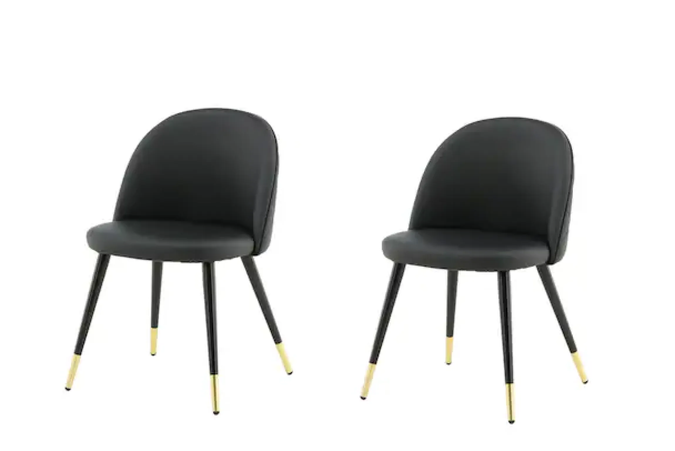 Venture Home Esszimmerstuhl »Velvet Stitches, 2er-Set Esszimmerstühle in Schwarz-PU, 150 kg« () 2 Stk.Polsterstuhl, Lederlook, schwarze Metallbeine, abgerundet, edel