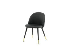 Venture Home Esszimmerstuhl »Velvet Stitches, 2er-Set Esszimmerstühle in Schwarz-PU, 150 kg« () 2 Stk.Polsterstuhl, Lederlook, schwarze Metallbeine, abgerundet, edel