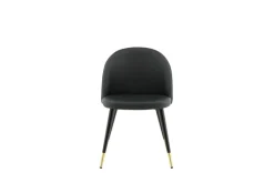 Venture Home Esszimmerstuhl »Velvet Stitches, 2er-Set Esszimmerstühle in Schwarz-PU, 150 kg« () 2 Stk.Polsterstuhl, Lederlook, schwarze Metallbeine, abgerundet, edel
