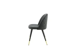Venture Home Esszimmerstuhl »Velvet Stitches, 2er-Set Esszimmerstühle in Schwarz-PU, 150 kg« () 2 Stk.Polsterstuhl, Lederlook, schwarze Metallbeine, abgerundet, edel