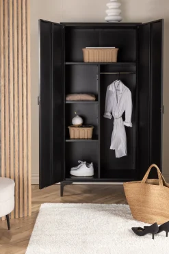 Venture Home Garderobenschrank »Piring, Stauraumschrank aus Stahl, 2 Türen, Höhe 183 cm« Garderobenschrank, Pulverbeschichtung, Stange, Einlegeböden, modern