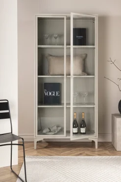 Venture Home Vitrine »Piring, hoher Stauraumschrank, 2 Türen, Höhe 190 cm« Hochschrank, Pulverbeschichtung, Glastüren, hoch, anspruchsvoll