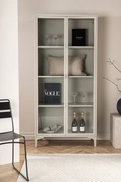 Venture Home Vitrine »Piring, hoher Stauraumschrank, 2 Türen, Höhe 190 cm« Hochschrank, Pulverbeschichtung, Glastüren, hoch, anspruchsvoll
