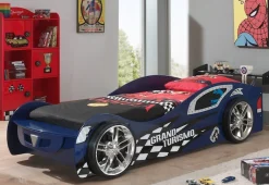 Vipack Autobett »Gran Tourismo, 90/200, MDF glänzend lackiert, mit Applikationen« B/H/T ca. 229x60x110cm, Räder mit Felgen-Optik feststehend,inkl. Lattenrost und Heckflügel, ein Highlight