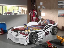 Vipack Autobett »Max 90/200 cm, im Rennwagen-Design, die Show im Kinderzimmer« B/H/T ca.: 229x58x114 cm mit Lattenrost und breiten Rädern,tolle Felgen-Optik, glänzend lackiert in 2 Farben erhältlich