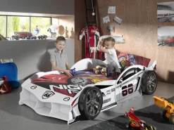 Vipack Autobett »Max 90/200 cm, im Rennwagen-Design, die Show im Kinderzimmer« B/H/T ca.: 229x58x114 cm mit Lattenrost und breiten Rädern,tolle Felgen-Optik, glänzend lackiert in 2 Farben erhältlich