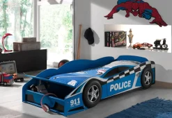 Vipack Autobett »Police, inkl. Stauraum vorne, mit Lattenrost, MDF lackiert« B/H/T ca. 175x48x78cm, seitliche Räder sind geststehend,ein Highlight im Kinderzimmer