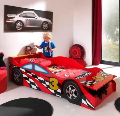 Vipack Autobett »Racer, inkl. Stauraum vorne, mit Lattenrost, MDF lackiert« B/H/T ca. 175x48x78cm, seitliche Räder sind geststehend,ein Highlight im Kinderzimmer