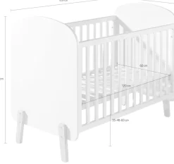 Vipack Babybett Babybett mit Liegefläche 60 x 120 cm weiß lackiert