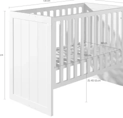 Vipack Babybett Babybett mit Liegefläche 60 x 120 cm weiß lackiert