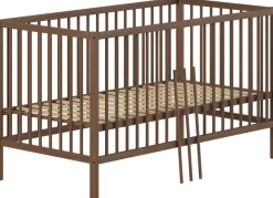 Vipack Babybett »DINO, ideal für Ihr Kinderzimmer, Made in Europe, Buche massiv« 70/140cm, 3-fach höhenverstellbar, umbaubar, Buche Nussbaumfarbig