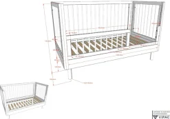 Vipack Babybett »Forrest, aus massiver Buche weiß lackiert, zeitloses Design« 3-fach höhenverstellbarer Lattenrost, sehr stabil gebaut
