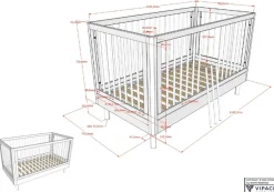 Vipack Babybett »Forrest, aus massiver Buche weiß lackiert, zeitloses Design« 3-fach höhenverstellbarer Lattenrost, sehr stabil gebaut