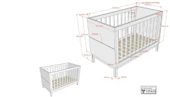 Vipack Babybett »in gradlinigem Design, standfest gebaut, pflegeleichte Oberfläche« 60x120 cm, 3-fach verstellbarer Lattenrost, Ausf. weiß lackiert