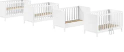 Vipack Babybett »in gradlinigem Design, standfest gebaut, pflegeleichte Oberfläche« 70x140 cm mit 3 Schlupfsprossen, umbaubar zum Juniorbett weiß lackiert
