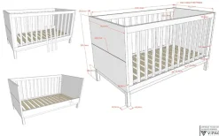 Vipack Babybett »in gradlinigem Design, standfest gebaut, pflegeleichte Oberfläche« 70x140 cm mit 3 Schlupfsprossen, umbaubar zum Juniorbett weiß lackiert