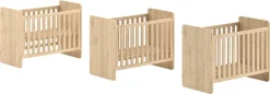 Vipack Babybett »SAM 60/120 cm, später umbau bar zum Juniorbett 90/200 cm« 3-fach verstellbarer Lattenrost beim Babybett, Eiche Dekor Oberfläche