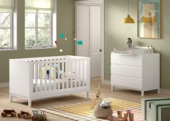 Vipack Babymöbel-Set »Set best. aus Babybett 70/140, Kommode 3 Schubladen, Wickelaufsatz« 3 Stk. tlg. in gradlinigem Design, pflegeleichte lackierte Oberfläche in Weiß