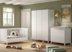 Vipack Babymöbel-Set »Set best. aus Babybett 70/140, Kommode 3 Schubladen, Wickelaufsatz« 3 Stk. tlg. in gradlinigem Design, pflegeleichte lackierte Oberfläche in Weiß