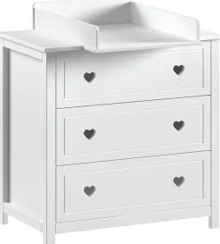 Vipack Babyzimmer-Komplettset »Amori 3-tlg. mit Herz-Ornamenten, MDF/Massiv weiß lackiert« 3 Stk. tlg.
