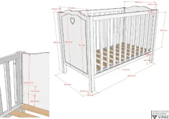 Vipack Babyzimmer-Komplettset »Amori 3-tlg. mit Herz-Ornamenten, MDF/Massiv weiß lackiert« 3 Stk. tlg.