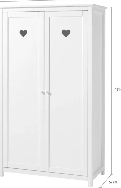 Vipack Babyzimmer-Komplettset »Amori Set 4-tlg. mit nostalgischer Herz-Optik, TOP Komplett-Angebot« best. aus Schrank 2-türig., Babybett, Wickelkommode, weiß lackiert,