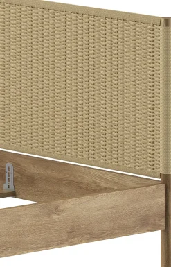 Vipack Bettgestell »Olive-M in zeitlosem Design, mit trendigem Kopfteil in Seilgeflecht« mit höhenverstellbarer Rahmenauflage, in 2 Breiten erhältlich