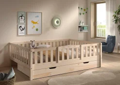 Vipack Daybett »Dallas Massiv Bett mit Rausfallschutz umbaubar vom Boden- zum Daybett« mit Bettschublade, wahlweise Kiefer massiv natur oder weiß
