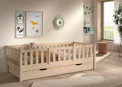 Vipack Daybett »Dallas Massiv Bett mit Rausfallschutz umbaubar vom Boden- zum Daybett« mit Bettschublade, wahlweise Kiefer massiv natur oder weiß
