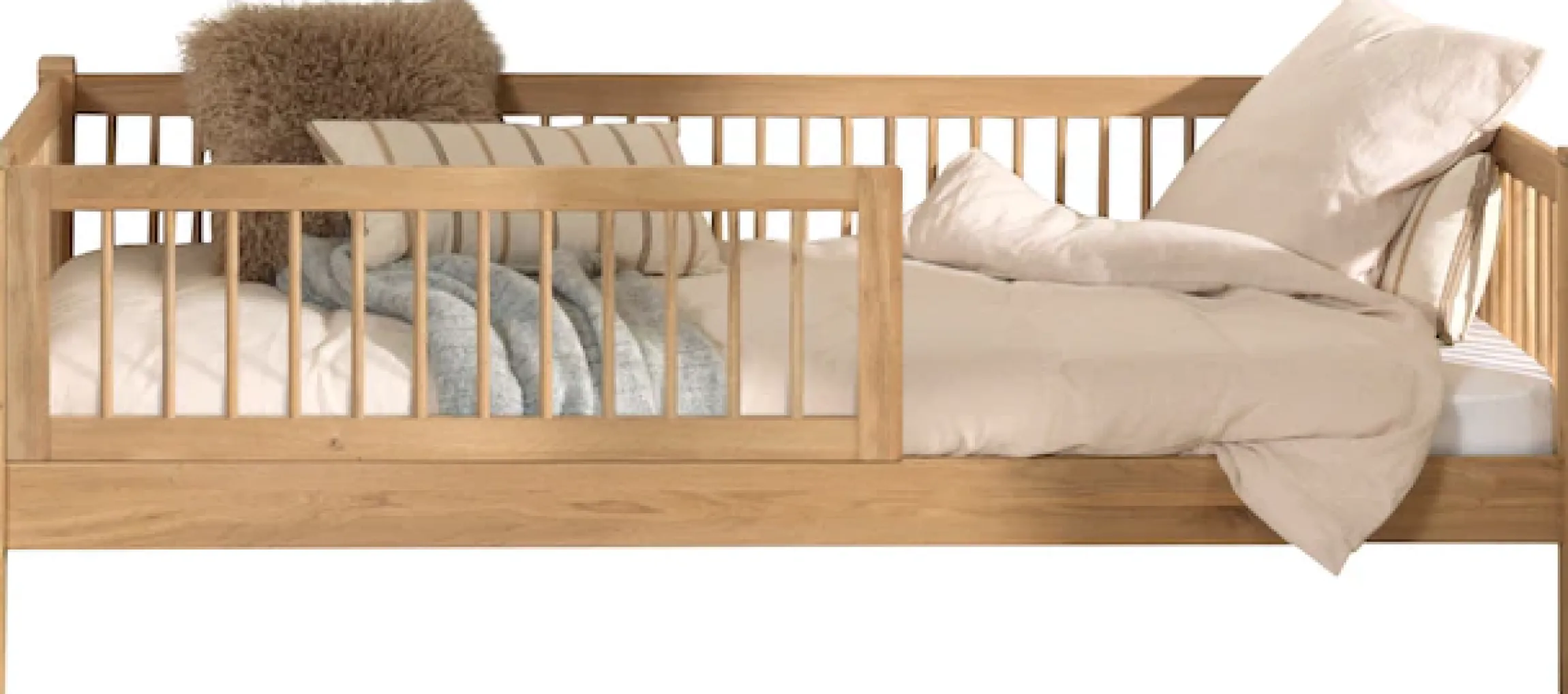Vipack Daybett »Forrest 90/200 aus massiver Eiche, Oberfläche geölt, stabil gebaut« B/H/T ca. 207,5x68x97,5cm, inkl. Massivholz Rolllattenrost,mit Sprossenumrandung, Rausfallschutz vorne, ohne o. mit Bettschublade