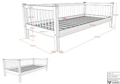 Vipack Daybett »Forrest mit Sprossenumrandung Ideal als Einzel- oder Gästebett« Liegefläche 90/200 cm, inkl. Rolllattenrost, Pfostenstärke55x55 mm,stabil und hochwertig gebaut, massiv Buche natur lackiert