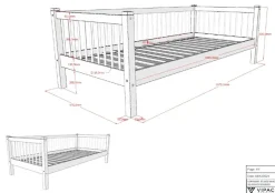 Vipack Daybett »Liegefläche 90 x 200 cm, inkl. Sprossenumrandung, zeitloses Design« Buche massiv, sehr stabil und standfest gebaut, inkl. Rolllattenrost,zusätzlich inkl. Rausfallschutz vorne