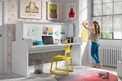 Vipack Einzelbett »Denver 90/200, die 2 in 1 Lösung für das Kinderzimmer, viel Funktion« B/H/T ca. 216,5x146,5x109,5cm, Dekor weiß, schwenkbar zum Schreibtisch,mit großer Schreibplatte, ideal für kleine Räume