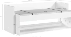 Vipack Einzelbett »Denver 90/200, die 2 in 1 Lösung für das Kinderzimmer, viel Funktion« B/H/T ca. 216,5x146,5x109,5cm, Dekor weiß, schwenkbar zum Schreibtisch,mit großer Schreibplatte, ideal für kleine Räume