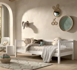 Vipack Einzelbett Made in Europe,mit LF 90x200 cm, wahlweise mit o. ohne Bettschublade, Buche weiß