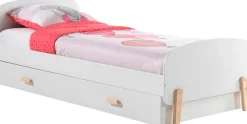 Vipack Einzelbett Made in Europe,Liegefläche 90x200 cm mit Lattenrost und Bettschublade, Weiß lackiert